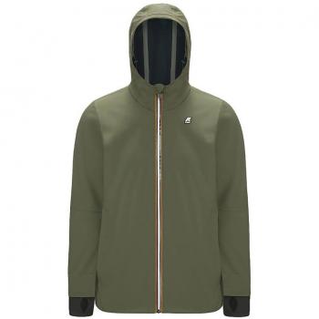 K-Way Men's Lightweight Hooded Jacket Jacko - Slim Fit Urban Style, Green, Size: S