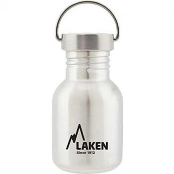 Botella de agua de acero inoxidable 0,35 l con tapa de inox y gran abertura - Laken Basic Steel Vintage
