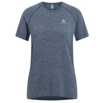 Odlo Camiseta de Manga Corta Crew Essential Seamless para Mujer, Color India Ink Melange, Talla S