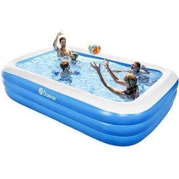Duerer Piscina Hinchable Rectangular Piscina Infantil Inflable, Piscina Familiar En El Patio Trasero, Fiesta AcuáTica De Verano, Exterior, JardíN, Adultos, Juego Simple - 241cm x 142cm x 56cm