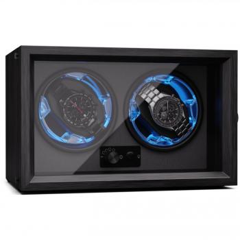 Uhrenbeweger Klarstein Brienz 2, para 2 relojes automáticos, 4 modos, aspecto de madera con iluminación interior azul