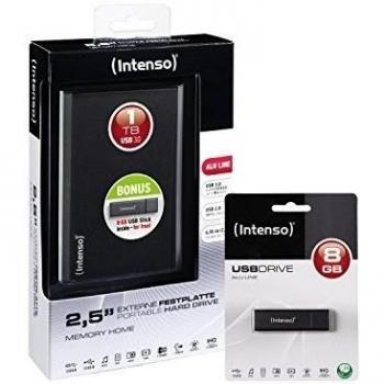 Intenso 6026660 - Disco duro externo de 1 TB, USB 3.0, con lápiz USB de 8 GB
