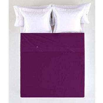 ES-TELA - Sábana encimera COMBI color Berenjena - Cama de 135 cm. - 50% Algodón / 50% Poliéster - 144 Hilos