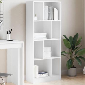 Estantería de madera de ingeniería 57x28,5x141 cm en Blanco, Negro y Roble Sonoma - Mueble de Almacenaje para Oficina, Estudio y Dormitorio