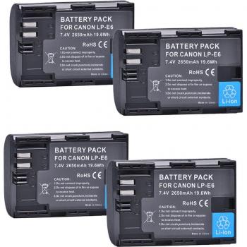 Paquete de 3 Baterías Li-Ion de 2650mAh LP-E6 + Cargador Doble LCD para Canon EOS 5DS, 5D Mark II III, 6D, 7D,