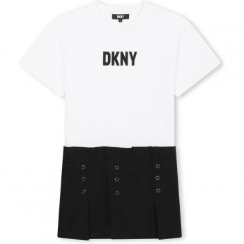 DKNY - Vestido corto de niña con logo frontal D60113
