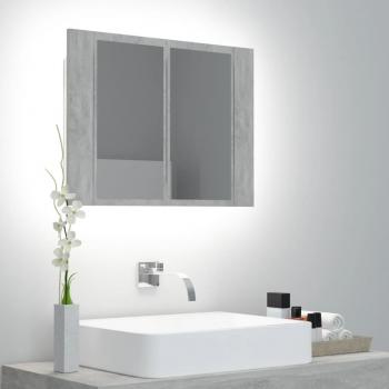 Armario de baño con espejo y luz LED en color gris cemento