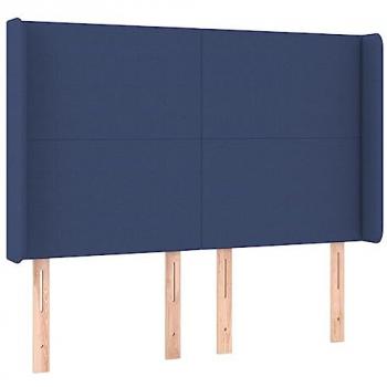 Cabecero con LED de tela azul 147x16x118/128 cm