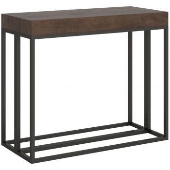 Consola extensible Epoca Small 90x40/196 cm con estructura de nogal y pies de metal antracita para 8 personas