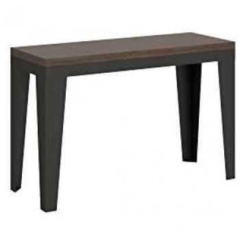 Mesa extensible Flame Double 120/200x45/90 cm Estructura Nogal Antracita