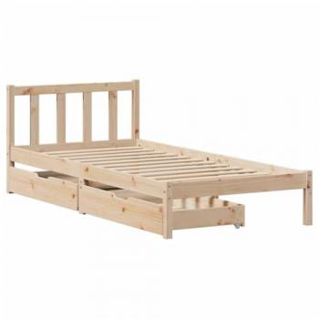 Estructura de cama sin colchón 90x200 cm en madera maciza de pino color marrón vidaXL