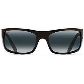Maui Jim Peahi Gloss Black Polarized Sunglasses, Wraparound Frame, Unisex, Size: 65 MM