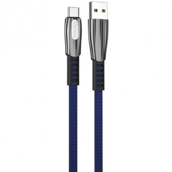 Cable Qcharx Florence USB a Tipo C 3A - 1 m - Zinc Azul Cordón Plano Premium