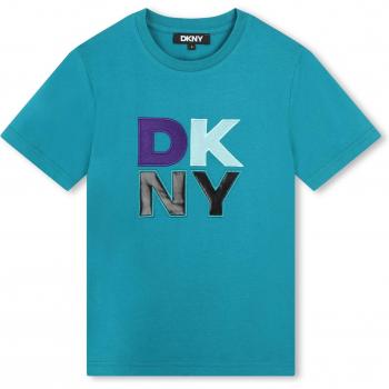 Camiseta de niño DKNY D60209 de manga corta en color azul de algodón