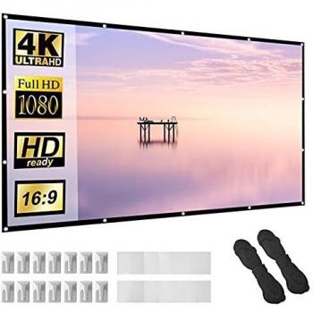 Pantalla de proyector 100 pulgadas 16: 9 HD Pantalla de películas de proyección portátil antiarrugas plegable para cine en casa Soporte para interiores al aire libre Doble cara