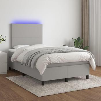 Colchón para cama box spring de muelles y tela LED gris claro 120x200 cm
