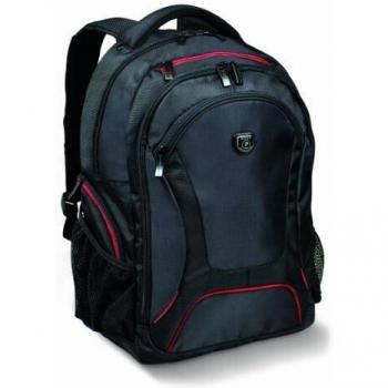 Port Designs Courchevel Lightweight Padded Backpack for 15.6-Inch Laptops, Black/Red