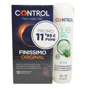 Control Finissimo Original Preservativos 12 Unidades + Gel Lubricante Aloe Vera 75ml Pack