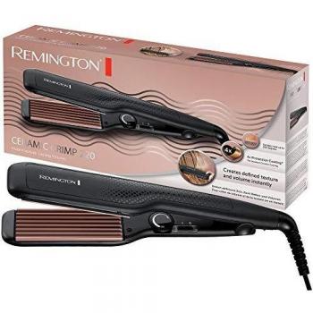 Remington Ceramic Crimp 3580 Plancha de Pelo con Tecnología Cerámica Avanzada, Placas Anchas para Textura y Volumen, Temperatura Máxima de 220°C, Color Negro