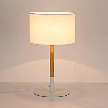 Lámpara de Mesa Nórdica LED CLASS E27 Blanca con Base de Aluminio y Cuerpo de Madera