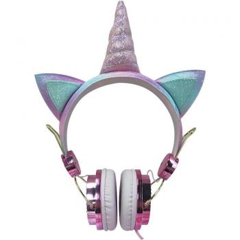 Auriculares Gamer para Niñas con Micrófono, Diseño de Unicornio, Cableados, Estilo Diamante y Caricatura