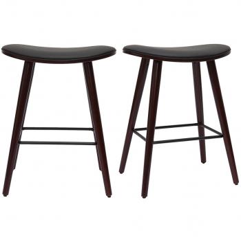 Set de 2 taburetes de cocina de madera oscura de nogal y negro 65 cm MEADOW