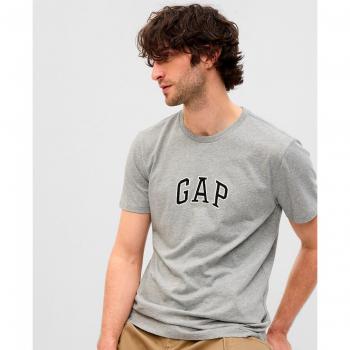 Camiseta de Hombre GAP de Manga Corta con Logo Bordado en Color Gris, Talla S