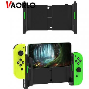 Controlador de juego móvil con mango ergonómico y adaptador compatible con Nintendo Switch/Oled Joy-Con para iOS y Android, soporte negro para teléfono móvil