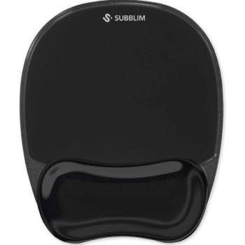 Alfombrilla Ergonómica Subblim Ergo Crystal Flex con Reposamuñecas de Gel, Base Antideslizante y Diseño Preciso - Negro