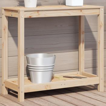 Mesa de plantación con estante 82,5x35x75 cm madera maciza de pino marrón