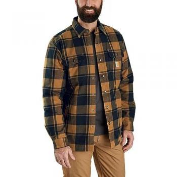 Camisa de franela Carhartt Heavyweight con forro de sherpa para hombre, color marrón, talla mediana
