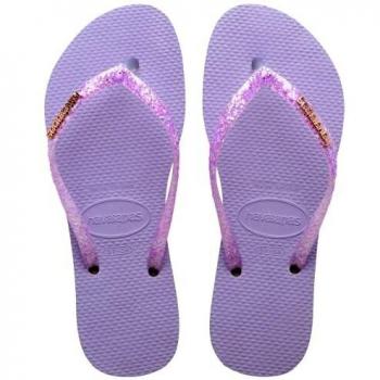 Havaianas Slim Glitter Flourish - Chanclas de Mujer con Detalle Brillante en Color Morado