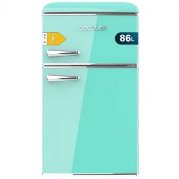 Cecotec Frigorífico Retro Bolero CoolMarket 2D Origin 86 Green E - Frigorífico 2 Puertas, Capacidad de 86L, Dimensiones: 89,3cm de Alto y 48,7
