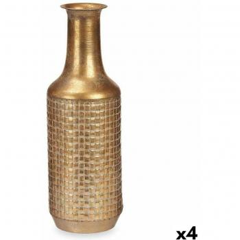Jarrón Dorado de Metal con relieve 14 x 46 x 14 cm (4 Unidades)