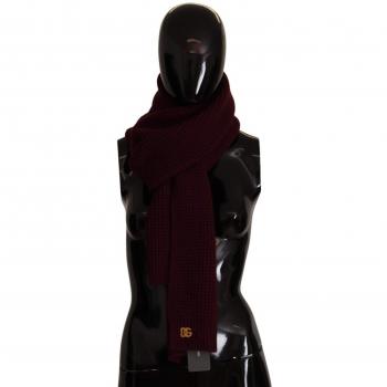 Dolce & Gabbana Dark Red Cashmere Logo Wrap Shawl Knitted Scarf