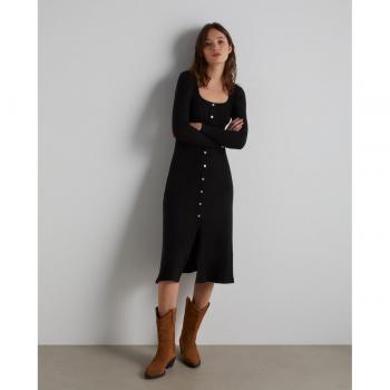 Easy Wear Vestido canalé cuello olla