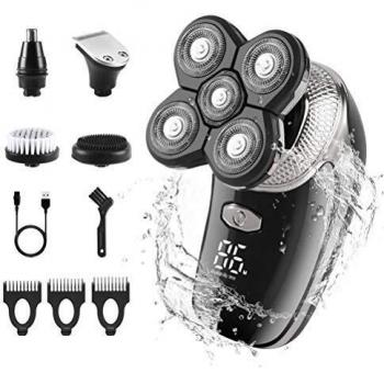 Afeitadora Electrica, Afeitadora Cabeza Impermeable Mojado y seco Afeitadora rotativa USB Afeitadora Para Calvos, Afeitadoras de Cabeza Afeitadoras Para Barba