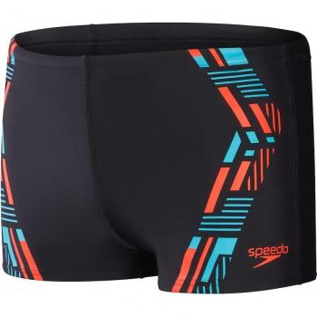 Bañador Speedo Tech Print Bóxer de hombre en color negro, azul y naranja, talla 28