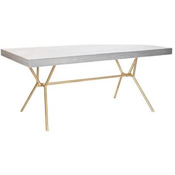 Mesa de Comedor DKD Home Decor Gris Dorado Blanco Latón Madera de mango (180 x 90 x 76 cm)