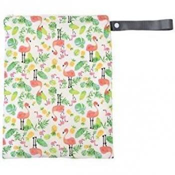 Itzy ritzy travel happenszbolsa con cremallera para panales mojado bolsa con asa tamano mediano flamingo flock