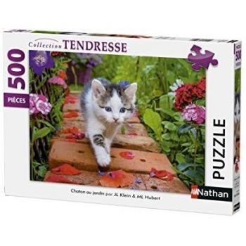 Puzzle 500 Piezas Nathan - Gatito en el Jardín - Para Adultos y Niños a Partir de 12 Años - Encastre Perfecto - Colección Tendresse