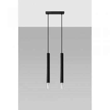 Wezyr Bar Colgante Cristal, Acero Negro 2 bombillas 120cm