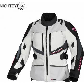 Chaqueta textil de motocicleta para mujer Macna Domane impermeable Gris Claro-Negro