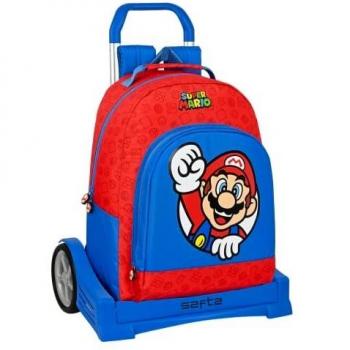 Safta, Mochila 305+Carro Evolution Super Mario 32X42X15Cm Unisex niños, Multicolor, Estándar