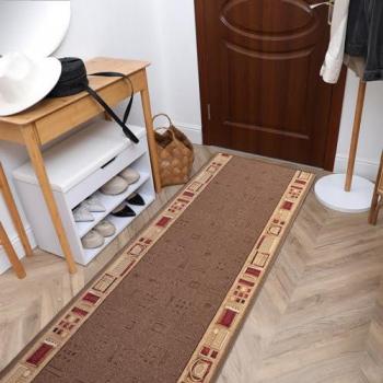 Alfombra de Pasillo Antideslizante Jena Marrón 67x250 cm con Refuerzo de Goma