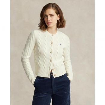 Polo Ralph Lauren Women's Slim Fit Cable Knit Cardigan - Beige, Size M