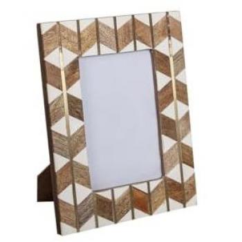 Marco de Fotos Romimex Marrón Beige Madera Resina 10 x 15 x 2 cm