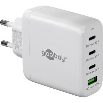 Cargador Rápido Multiport USB-C™ PD GaN (68 W) Blanco - 3x USB-C y 1x USB-A
