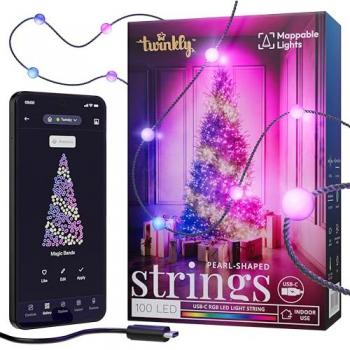 Guirnalda de Luces LED Twinkly Candies - 100 LEDs en forma de perla RGB, Cable Verde, USB-C