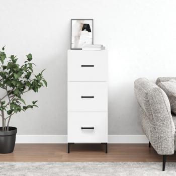 Aparador de madera contrachapada y madera de ingeniería blanco 34,5x34x90 cm Mueble de Almacenaje para salón, Buffet, Armario Auxiliar y Armario de Almacenamiento